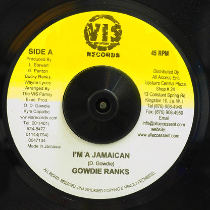 Gowdie Ranks - I'm A Jamaican  /  Version (rhythm: "Index") [New Vinyl Record 7" Single]