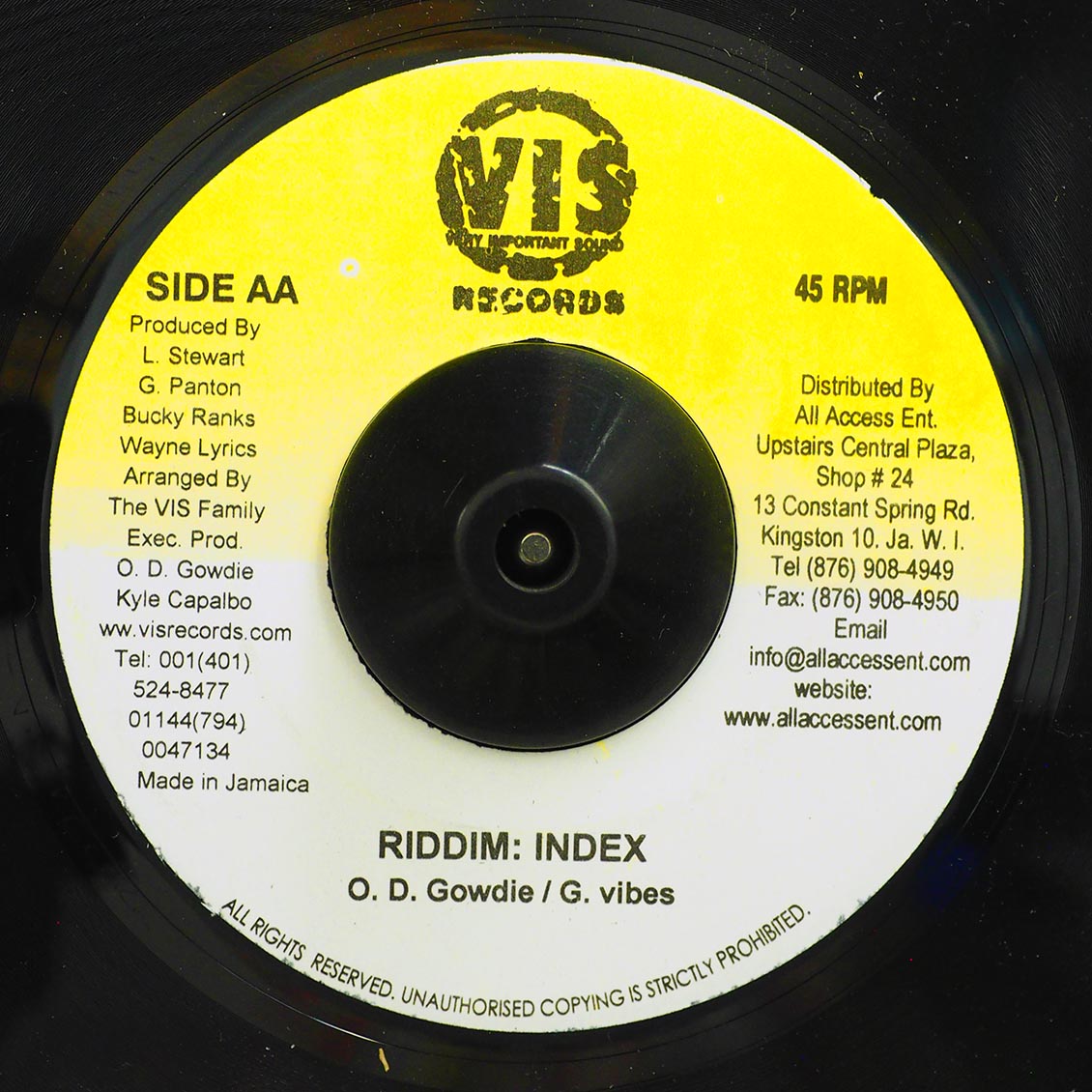 Gowdie Ranks - I'm A Jamaican  /  Version (rhythm: "Index") [New Vinyl Record 7" Single]