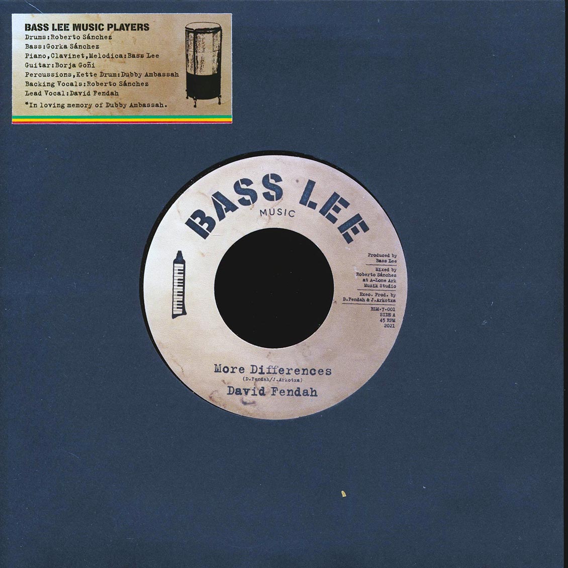 David Fendah - More Differernce  /  Bass Lee Music Players, RObero Sanchez (Lone Ark) - Dub Wise [New Vinyl 7"]