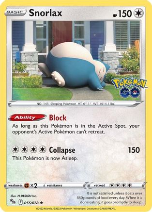 Snorlax 055/078 - Pokemon GO Reverse Holofoil