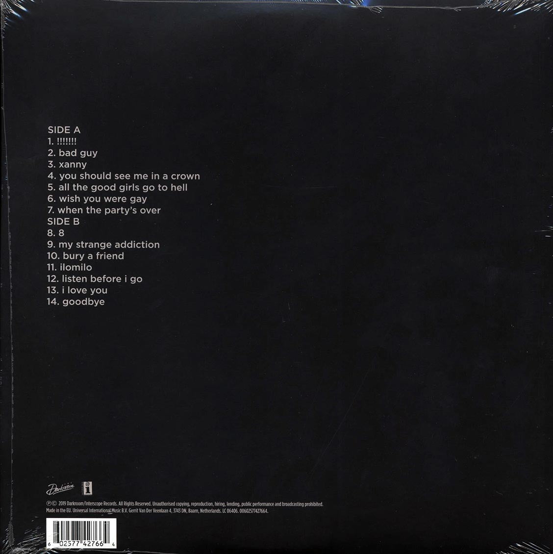 Billie Eilish - When We All Fall Asleep, Where Do We Go? (180g) [New Vinyl Record LP]
