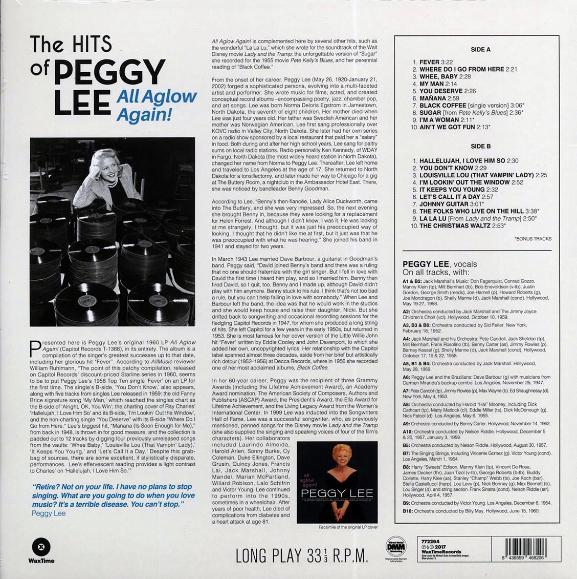Peggy Lee - All Aglow Again! The Hits Of Peggy Lee (+7 bonus tracks) (ltd. ed.) (180g) [New Vinyl Record LP]