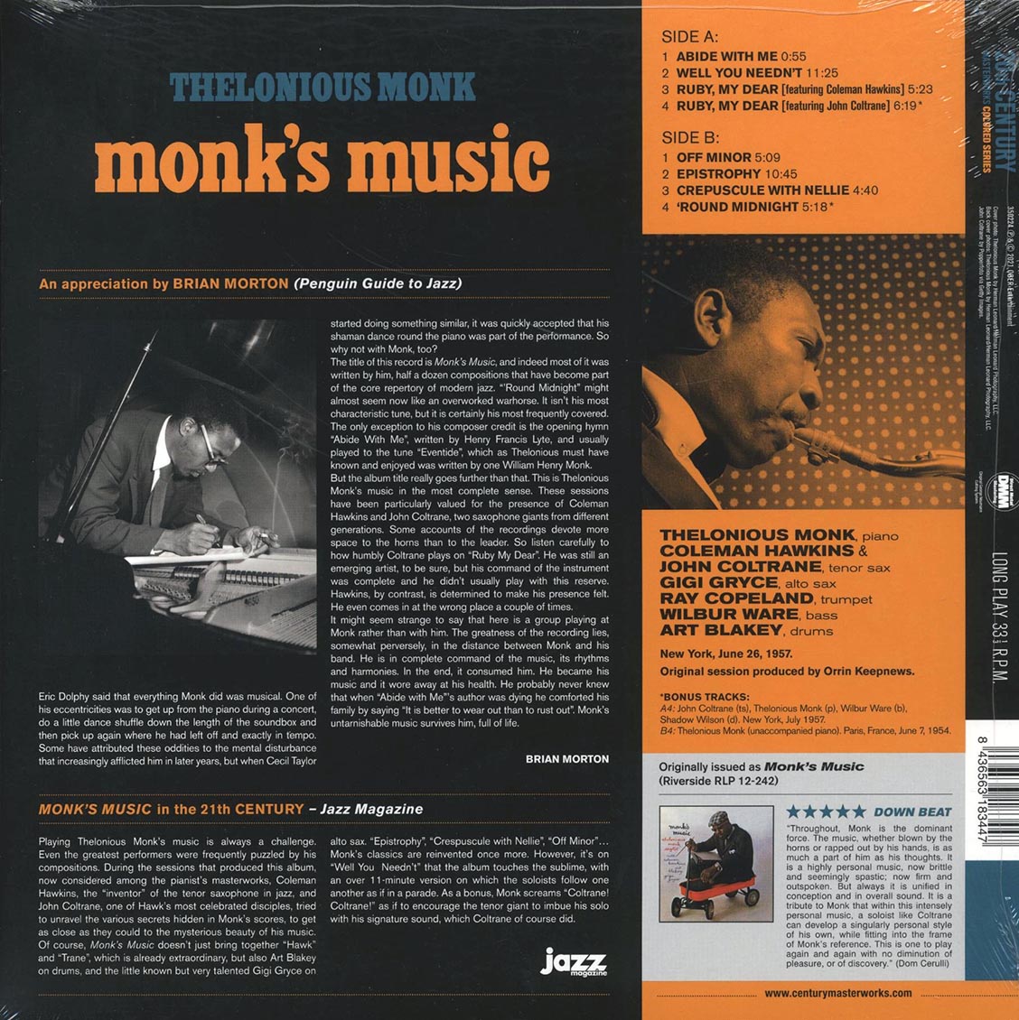 Thelonious Monk - Monk's Music (+2 bonus tracks) (ltd. ed.) (180g) (blue vinyl) [New Vinyl Record LP]