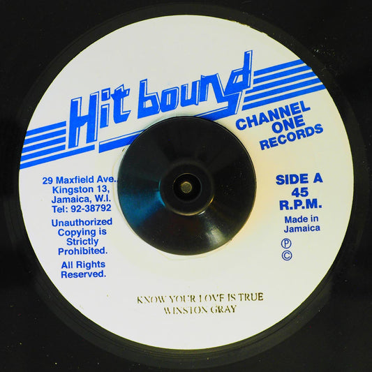Winston Gray - Know Your Love Is True  /  The Roots Radics - Version [New] [New Vinyl 7"]