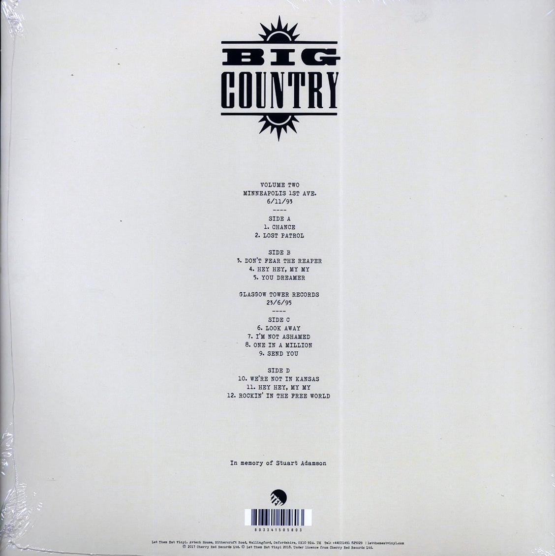 Big Country - We're Not In Kansas: The Live Bootleg Series 1993-1998 Volume 2 (ltd. ed.) (2xLP) (clear vinyl) [New Vinyl LP]