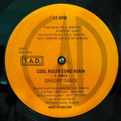Gregory Isaacs - Cool Ruler Come Again (Extended Mix)  /  Roots Radics - Tad's Come Again (orig. press) [New Vinyl 12"]