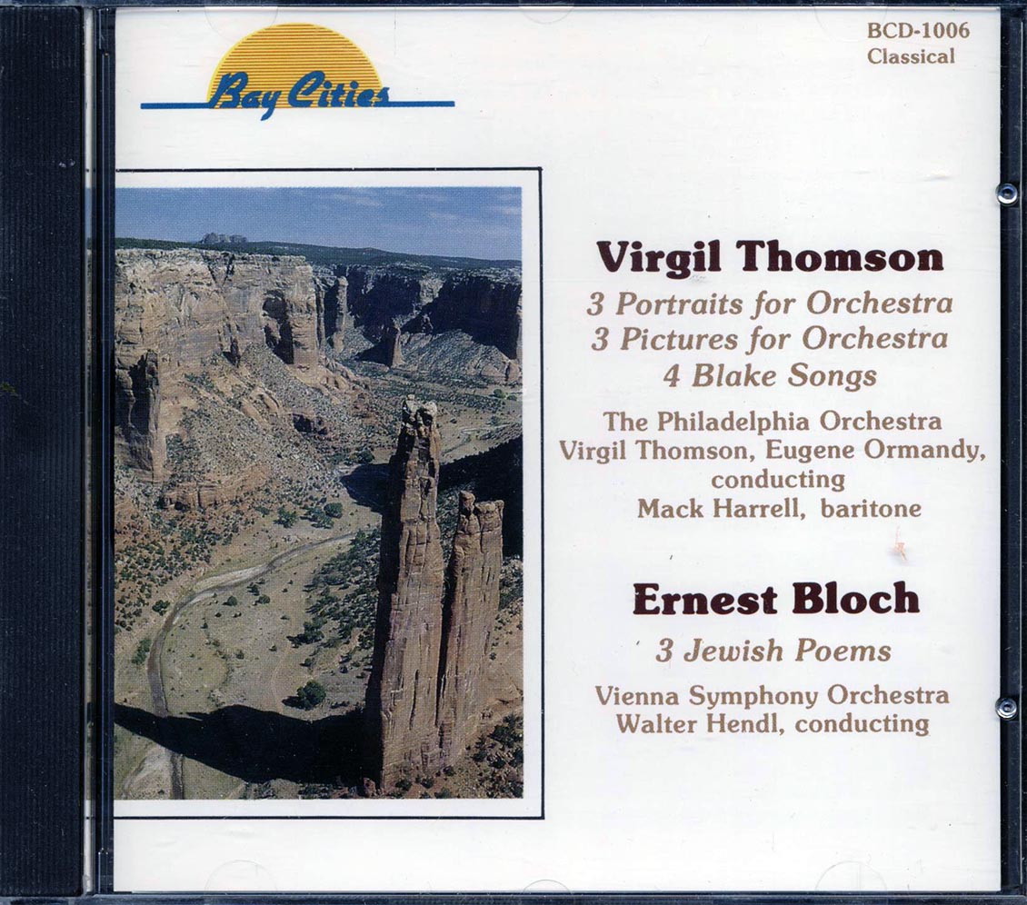 Virgil Thomson, Ernest Bloch - 3 Portraits For Orchestra, 3 Pictures For Orchestra, 4 Blake Songs, 3 Jewish Poems [New CD]