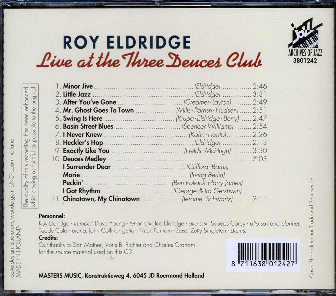 Roy Eldridge - Live At The Three Deuces Club [New CD]