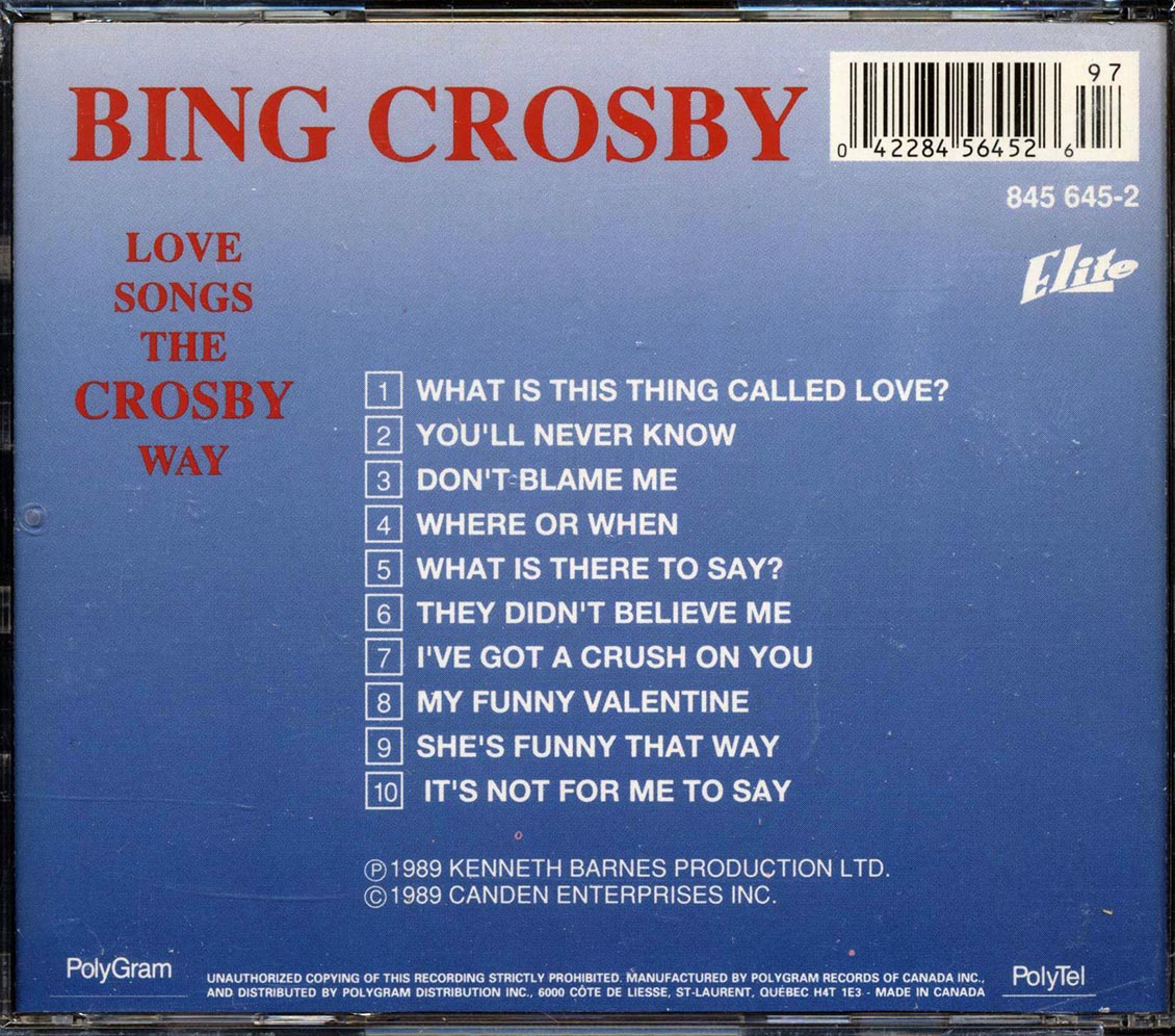 Bing Crosby - Love Songs The Crosby Way [New CD]