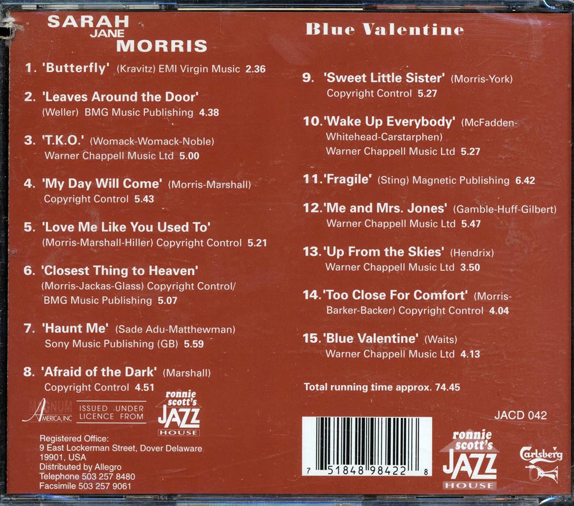 Sarah Jane Morris - Blue Valentine [New CD]