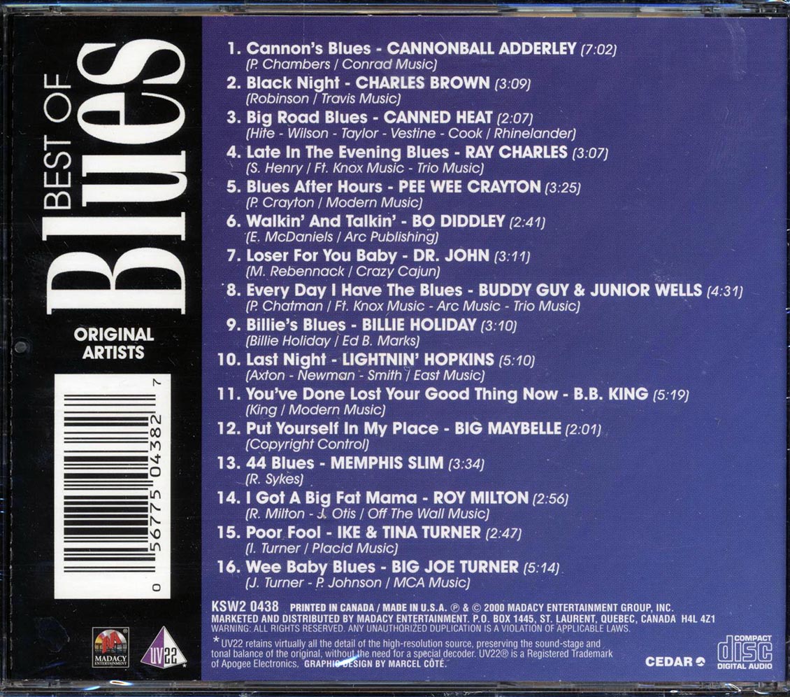 Cannonball Adderley, Charles Brown, Canned Heat, Ray Charles, Etc. - Best Of Blues [New CD]