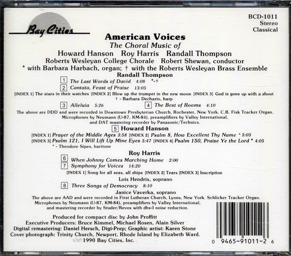 Howard Hanson, Roy Harris, Randall Thompson - American Voices: The Choral Music [New CD]