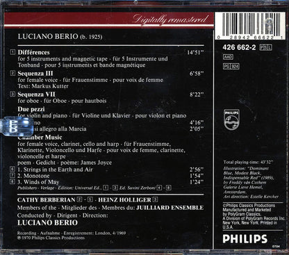 Berio - Sequenza III & VII; Differences; Due Pezzi; Chamber Music [New CD]