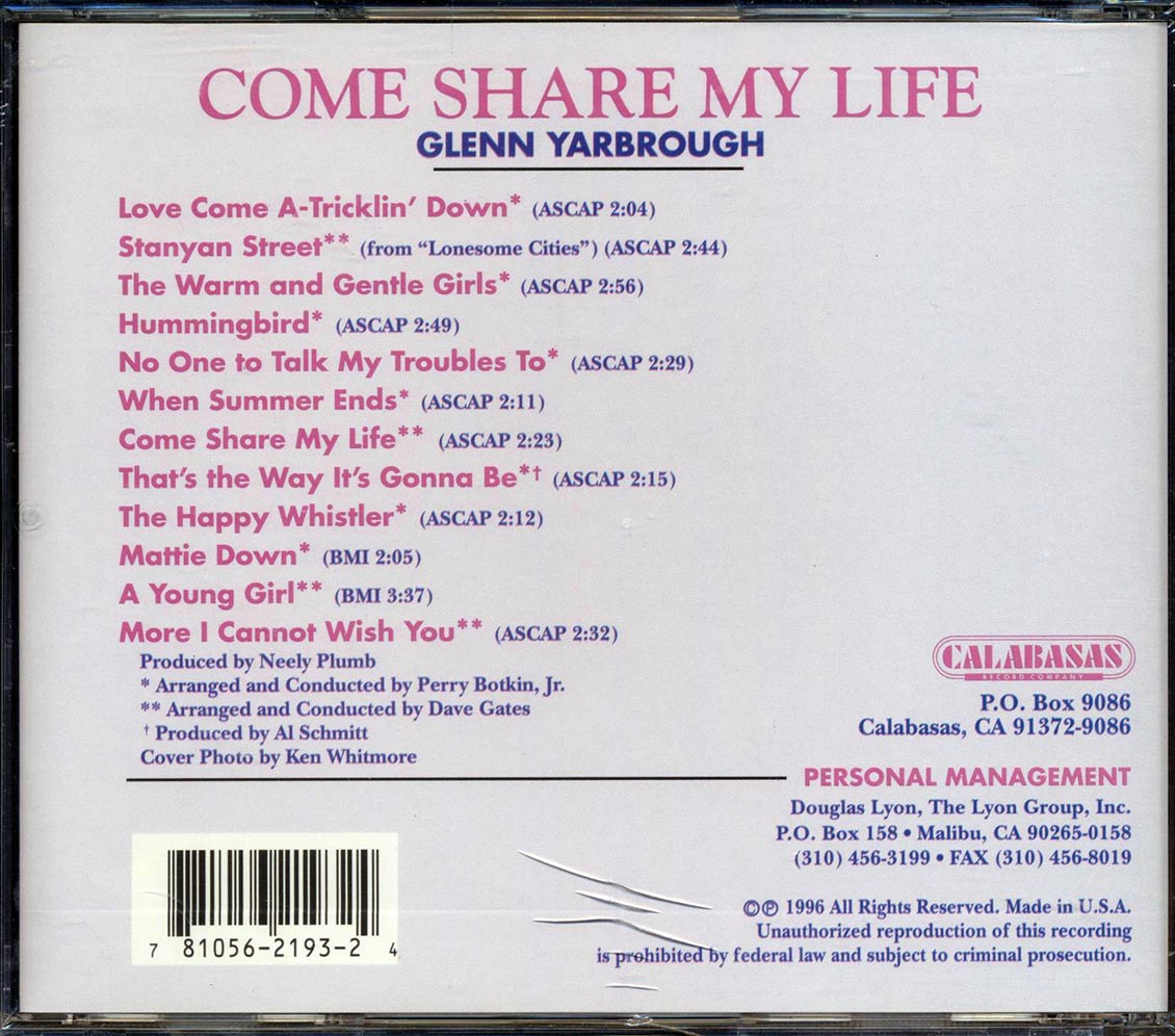 Glenn Yarbrough - Come Share My Life [New CD]