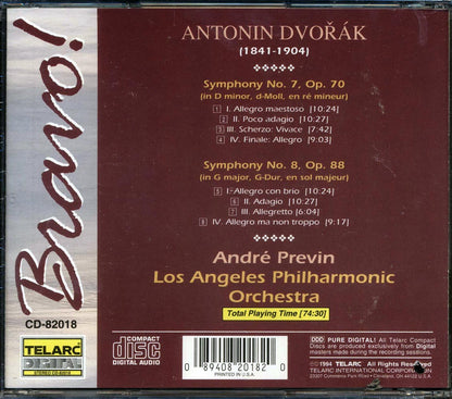 Andre Previn, Los Angeles Philharmonic Orchestra - Dvorak Symphony No. 7 In D Minor, Op. 70 Symphony No. 8 In G Major, Op. 88 [New CD]