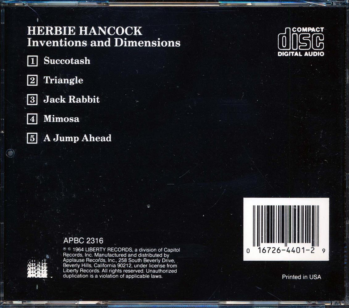Herbie Hancock - Inventions And Dimensions [New CD]