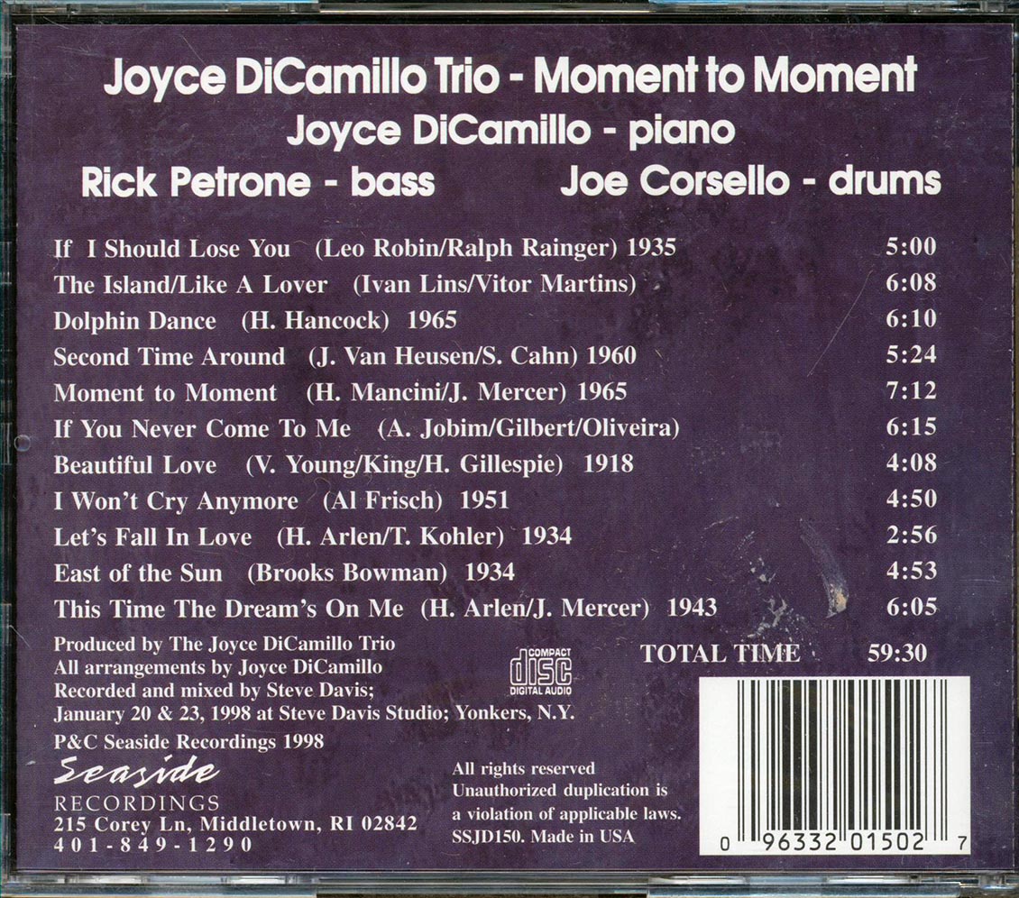 Joyce DiCamillo Trio  - Moment To Moment [New CD]