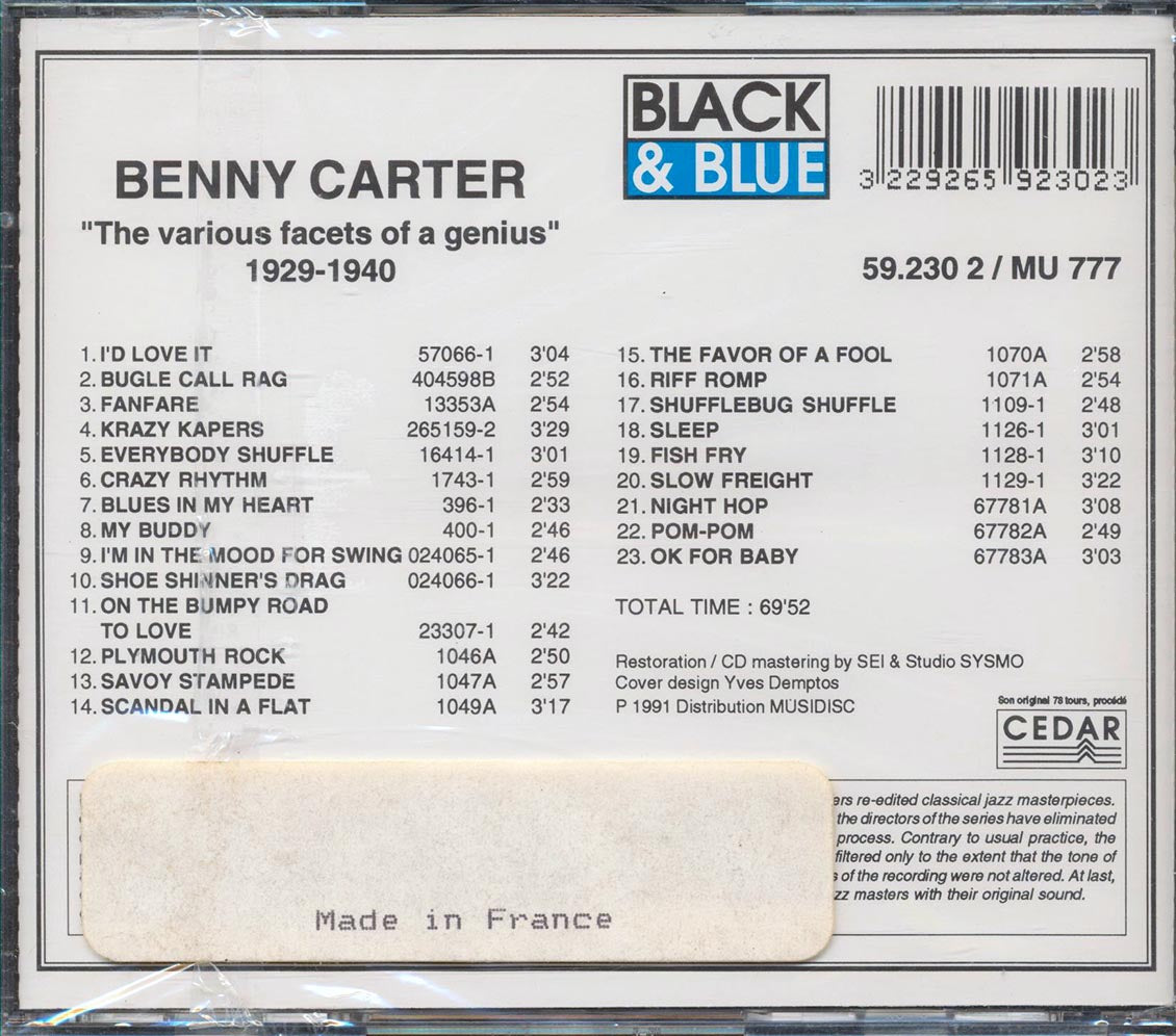 Benny Carter - The Various Facets Of A Genious [New CD]