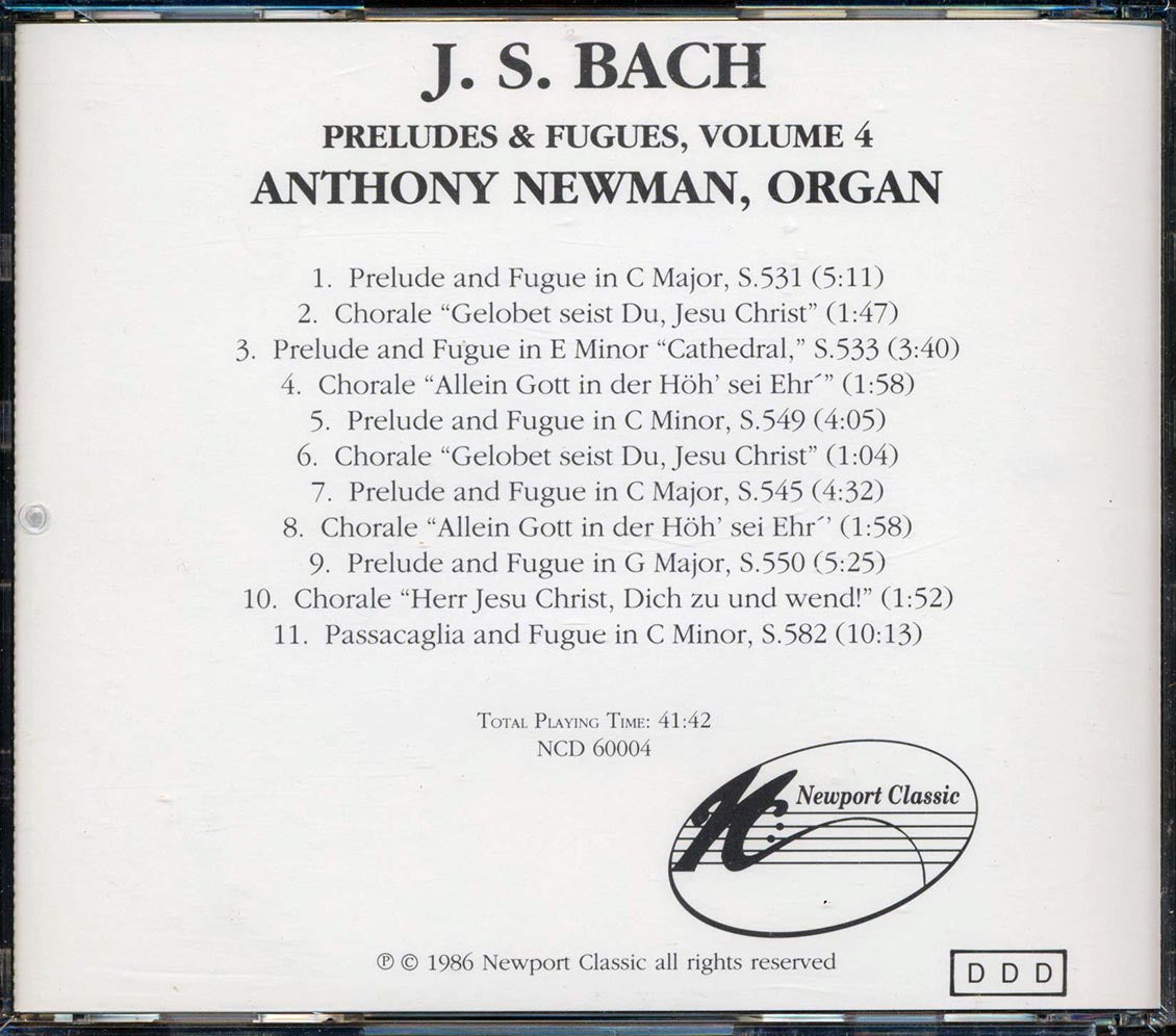 Bach, Anthony Newman - Bach: Preludes & Fugues For Organ Volume 4 [New CD]
