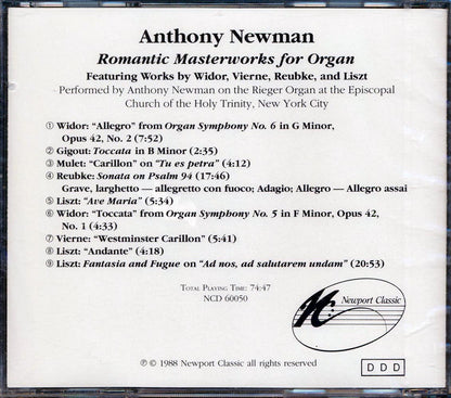 Anthony Newman - Romantic Masterworks For Organ [New CD]