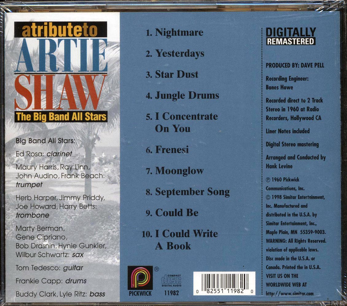 The Big Band All Stars - Tribute To Artie Shaw [New CD]