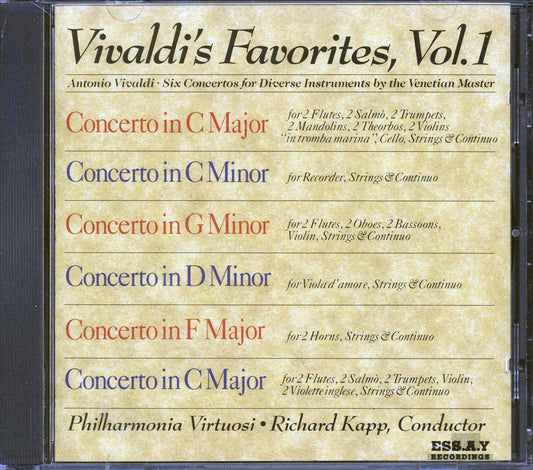 Antonio Vivaldi, Philharmonia Virtuosi, Richard Kapp - Vivaldi's Favorites Volume 1: Six Concertos For Diverse Instruments) [New]