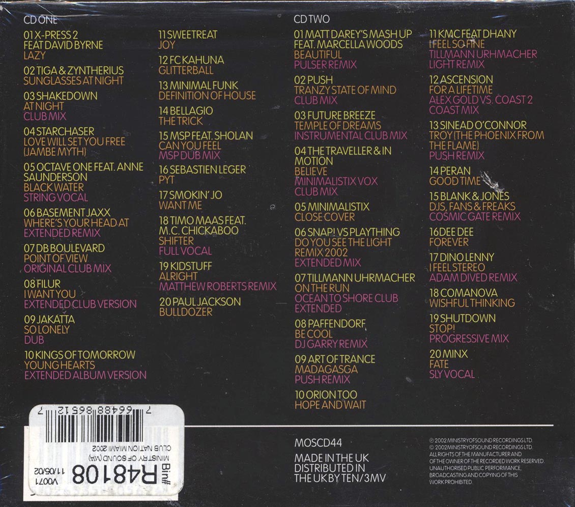Sinead O'Connor, Smokin' Joe, Starchaser, Matt Darey, Etc. - Club Nation Miami 2002 (40 tracks) (2xCD) [New CD]