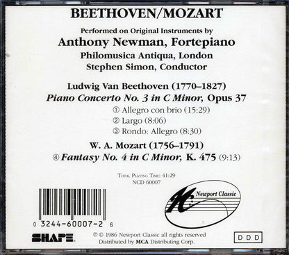 Beethoven, Mozart, Stephen Simon, Anthony Newman, Philomusica Of London - Beethoven: Piano Concerto No. 3 In C Minor / Mozart: Fantasy No. 4 In C Minor K.475 [New CD]