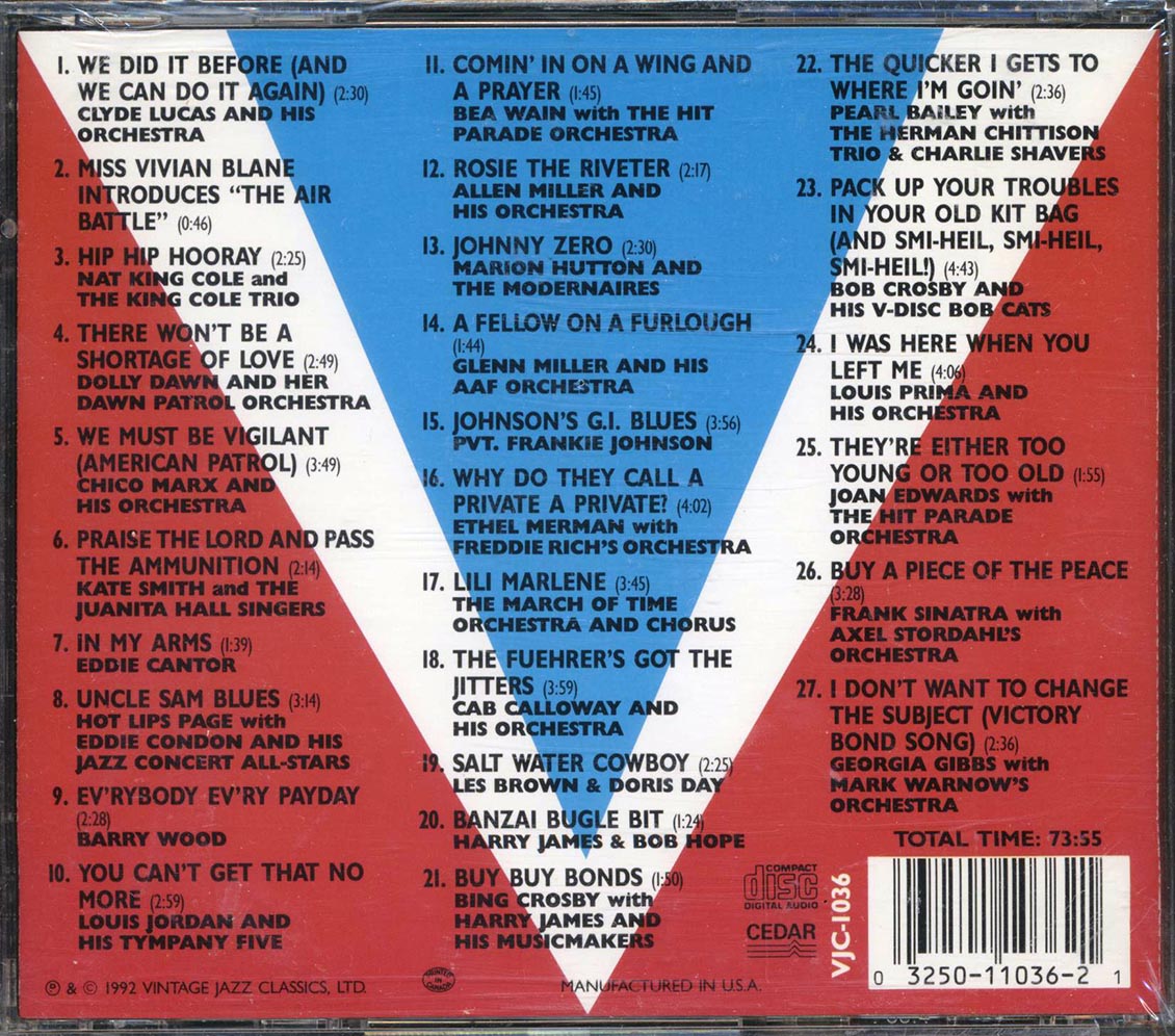 Frank Sinatra, Bng Crosby, Mat King Cole, Doris Day, Louis Jordan, Etc. - Something For The Boys: The Songs Of World War II (27 tracks) [New CD]