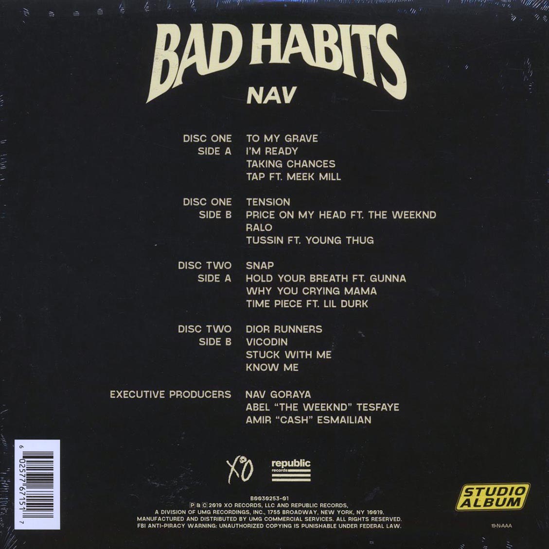 NAV - Bad Habits (2xLP) [New Vinyl LP]