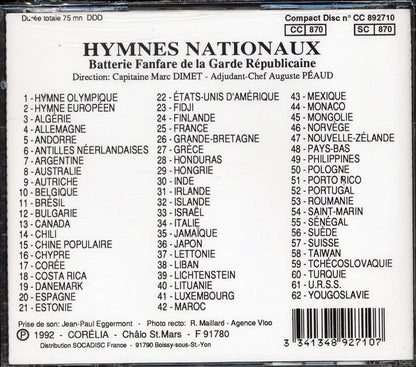 Batterie Fanfare De La Garde Republicaine - Hymnes Nationaux (62 tracks) [New CD]