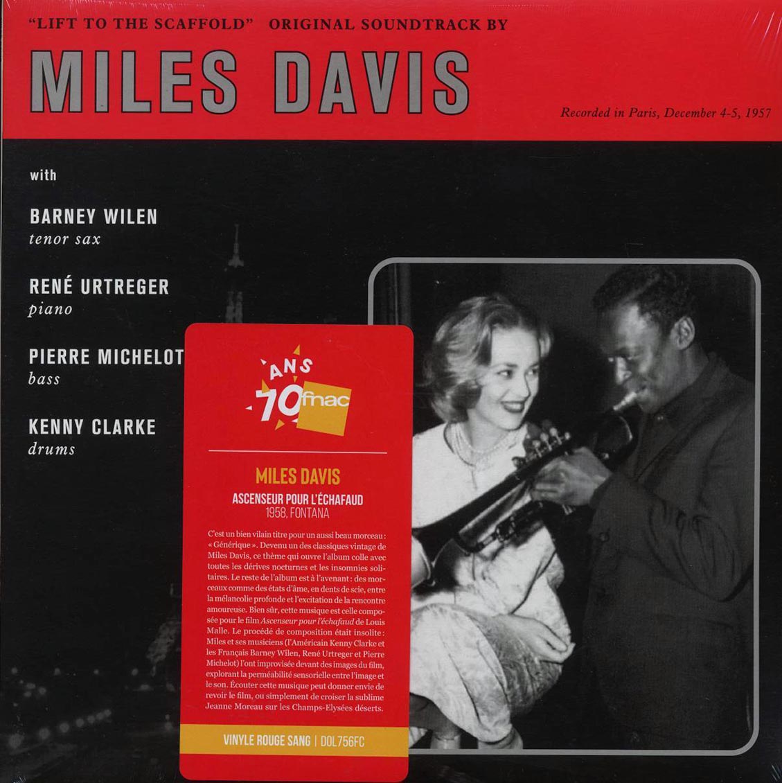 Miles Davis - Lift To The Scaffold: Original Soundtrack (red vinyl) [New] [New Vinyl]