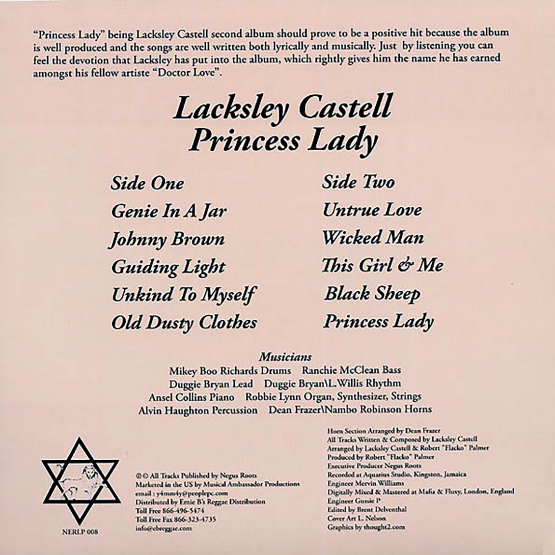 Lacksley Castell - Princess Lady (US press) (ltd. ed.) [New Vinyl LP]