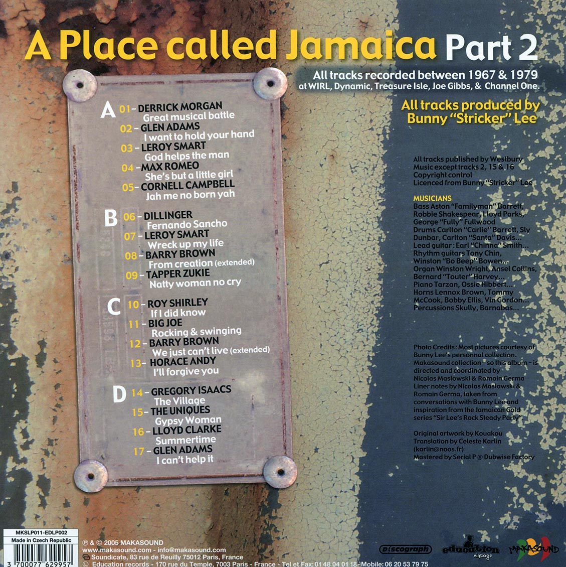 Barry Brown, Glen Adams, The Uniques, Lloyd Clarke, Etc. - A Place Called Jamaica Part 2: Bunny Lee Productions From 60's & 70's (2xLP) [New Vinyl Record LP]