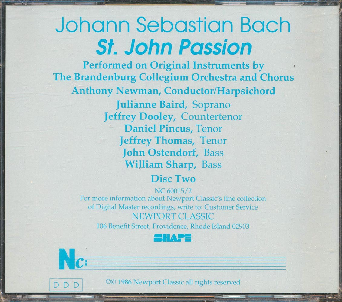 The Brandenburg Collegium Orchestra And Chorus - St. John Passion Part 1 + Part 2 (2xCD) [New CD]