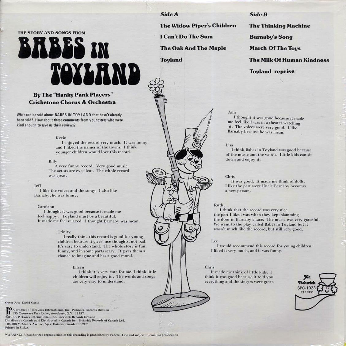 Hanky Panky Players, The Cricketone Chorus Orchestra - The Story And Songs From Babes In Toyland (1977 FIRST PRESS) (orig. press) [New Vinyl LP]