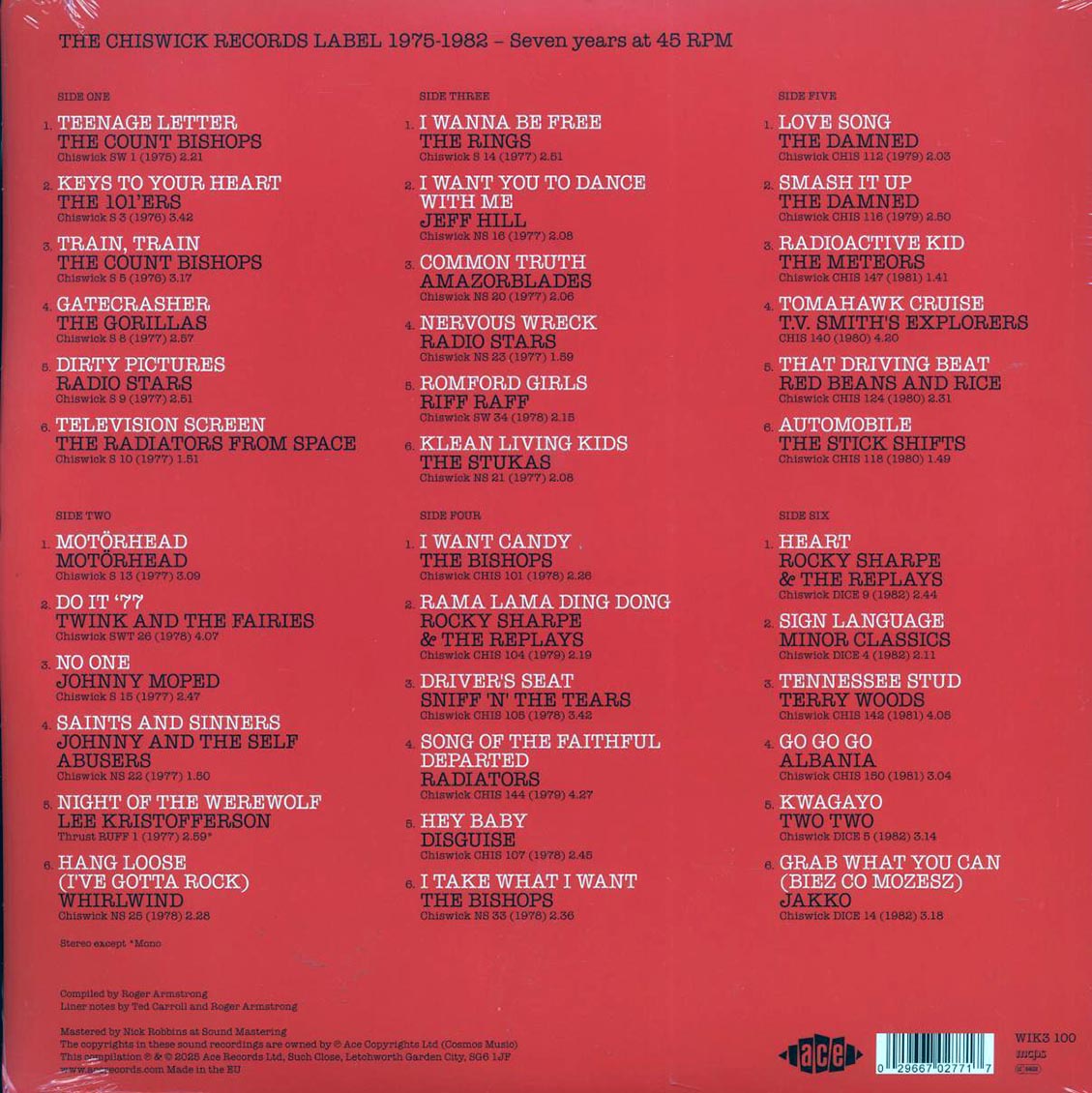The Damned, Motorhead, The Meteors, Johnny Moped, Etc. - Chiswick Records 1973-1982: Seven Years At 45 RPM (50th Anniv. Ed.) (ltd. 500 copies made) (3xLP) [New Vinyl Record LP]