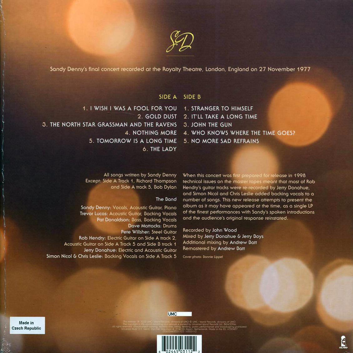 Sandy Denny - Gold Dust: Live At The Royalty (RSD 2022) (ltd. ed.) (180g) (remastered) [New Vinyl LP]