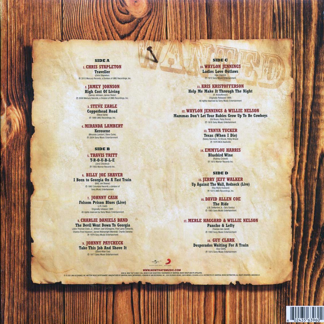 Chris Stapleton, Jamey Johnson, The Charlie Daniels Band, Johnny Cash, Merle Haggard, Etc. - Now That's What I Call Outlaw Country (2xLP) (maroon vinyl) [New Vinyl LP]