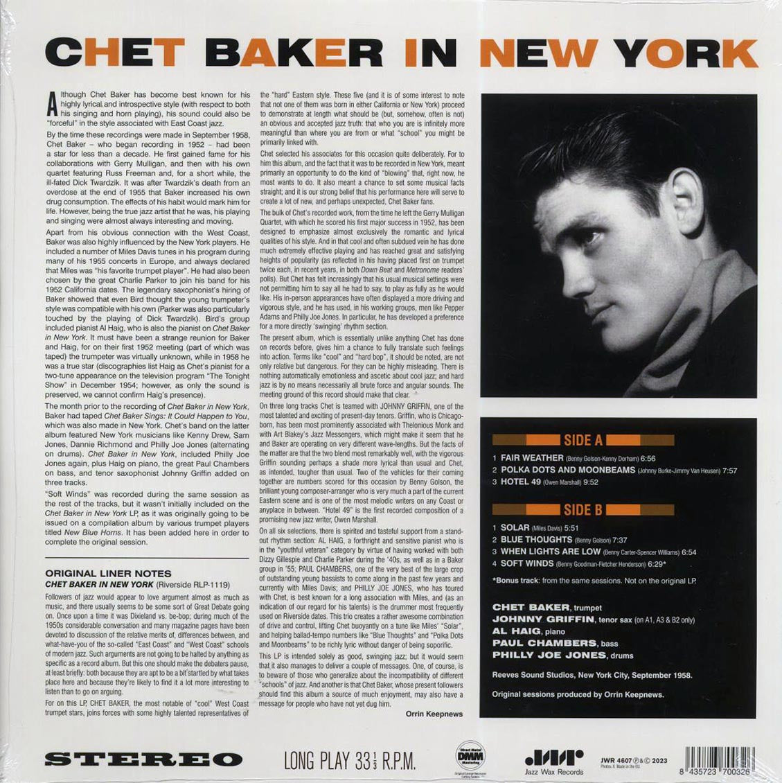 Chet Baker - In New York (+bonus track) (ltd. ed.) (180g) [New Vinyl LP]