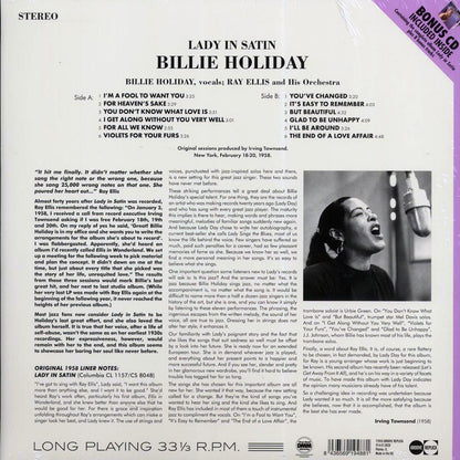 Billie Holiday - Lady In Satin (+8 bonus tracks) (ltd. ed.) (180g) (incl. CD) [New Vinyl LP]