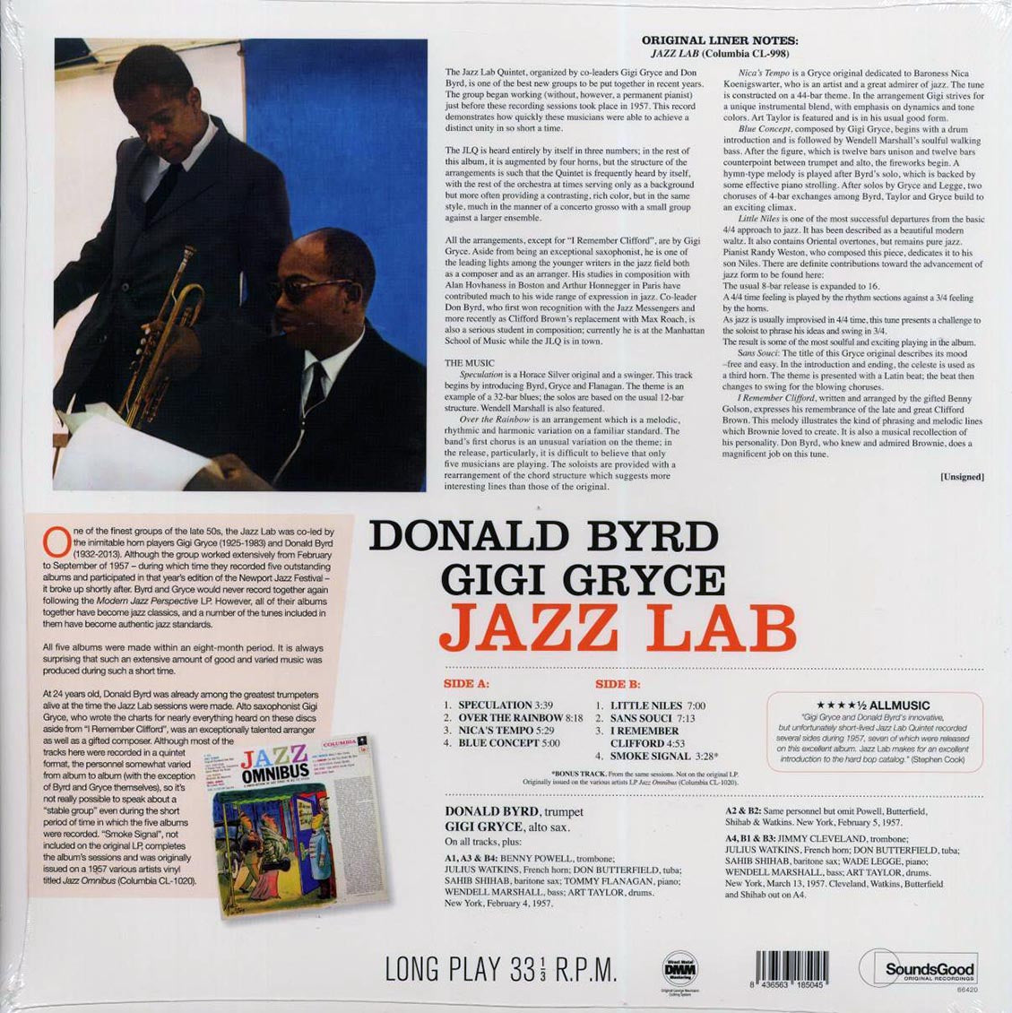 Don Byrd, Gigi Gryce - Jazz Lab (+bonus track) (ltd. ed.) (180g) [New Vinyl LP]