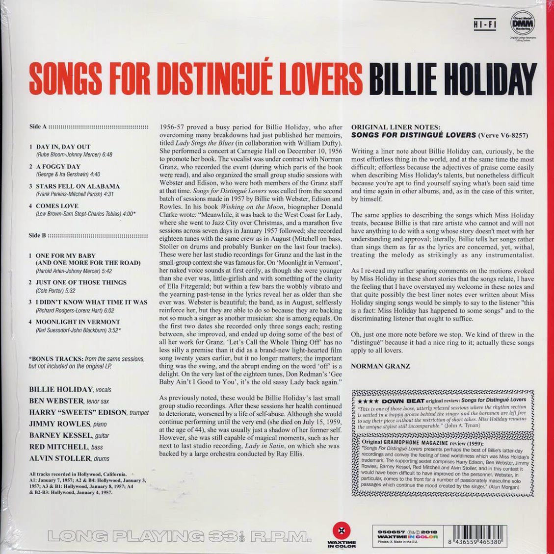 Billie Holiday - Songs For Distingué Lovers (+2 bonus tracks) (ltd. ed.) (180g) (orange vinyl) [New Vinyl LP]