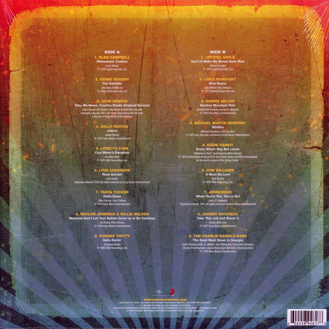 Dolly Parton, John Denver, Kenny Rogers, The Charlie Daniels Band, Jerry Reed, Etc. - Now That’s What I Call Country Classics 70s (orange vinyl) [New Vinyl LP]
