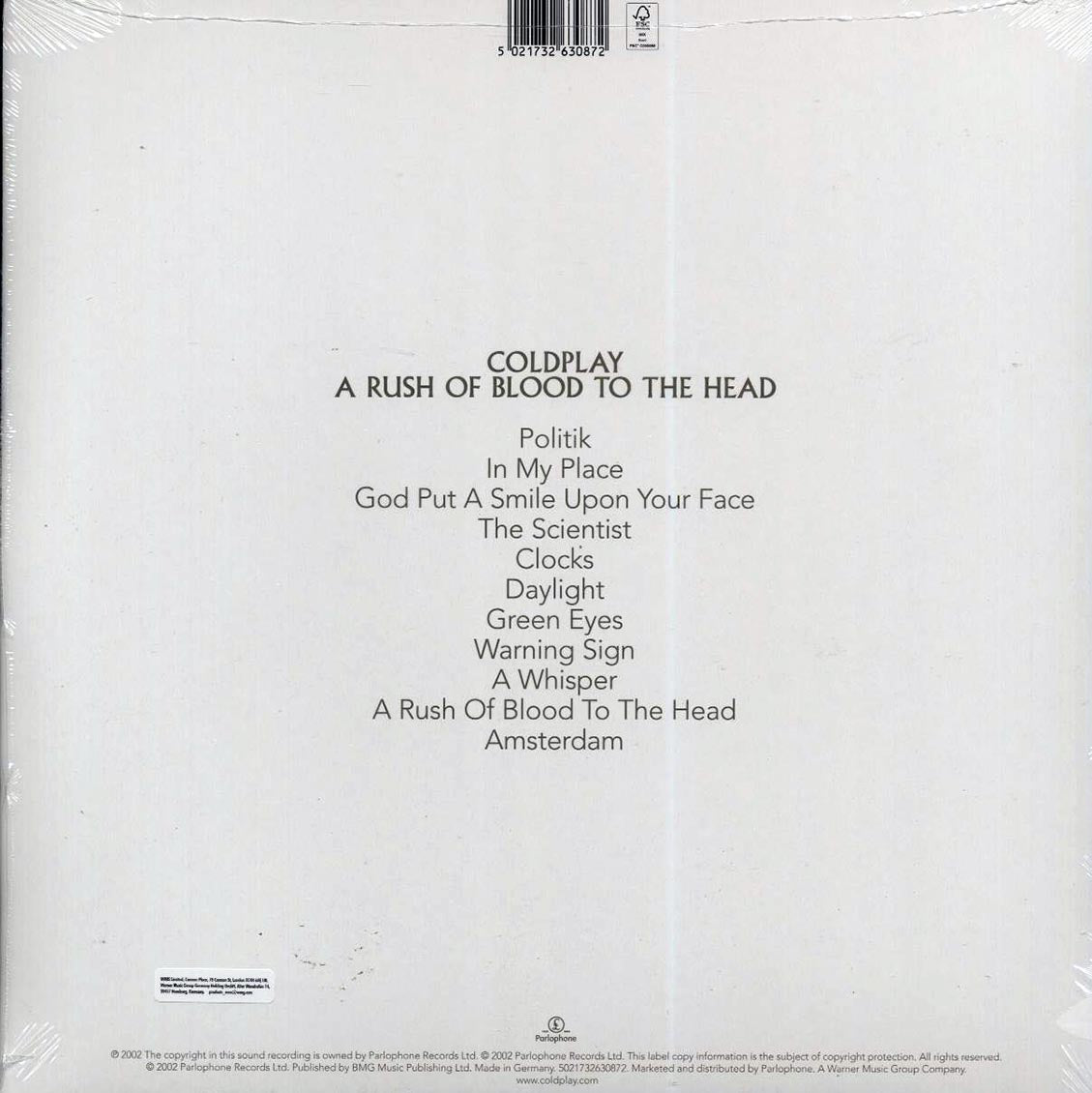 Coldplay - A Rush Of Blood To The Head (clear vinyl) [New Vinyl LP]