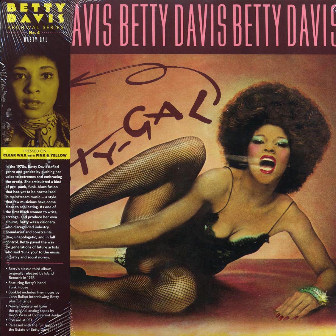 Betty Davis - Nasty Gal (ltd. ed.) (clear/yellow/pink splatter vinyl) (RTI press) [New Vinyl Record LP]