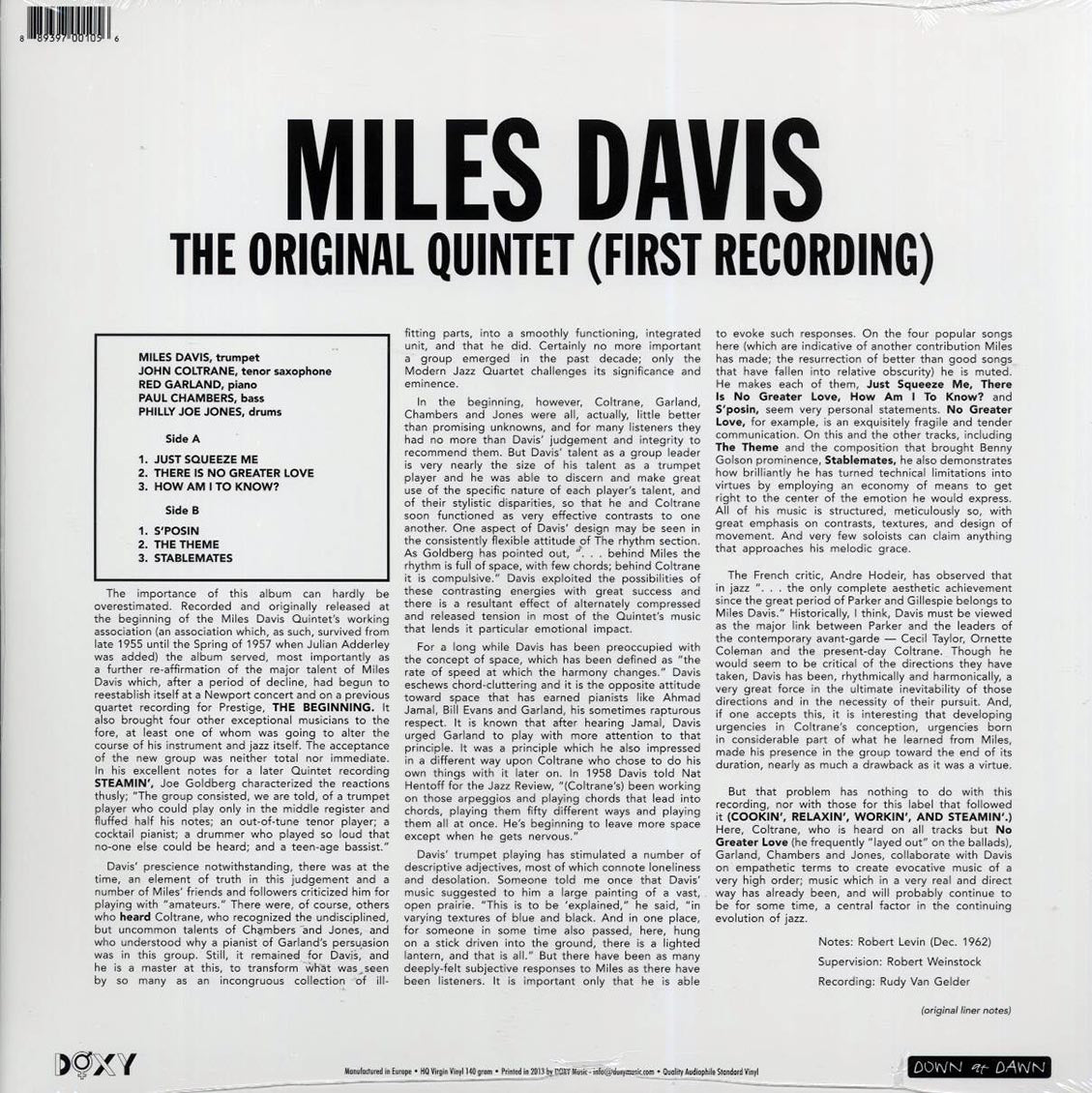 Miles Davis - The Original Quintet: First Recording [New Vinyl LP]