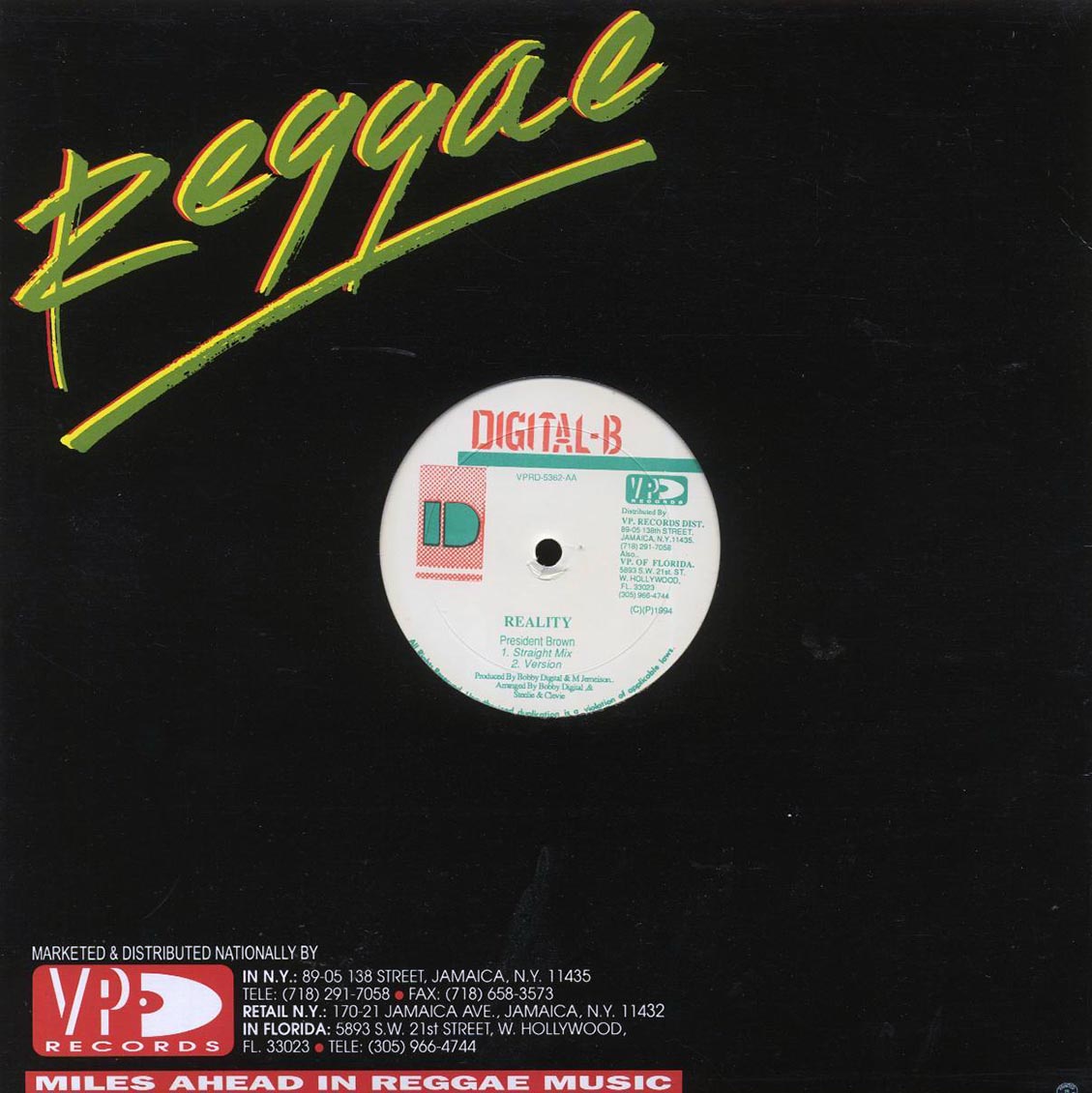 Prezident Brown - Reality (Straght Mix); Version  /  Lt. Stitichie - Oh La La (Club Mix); Dub Mix [New Vinyl 12"]
