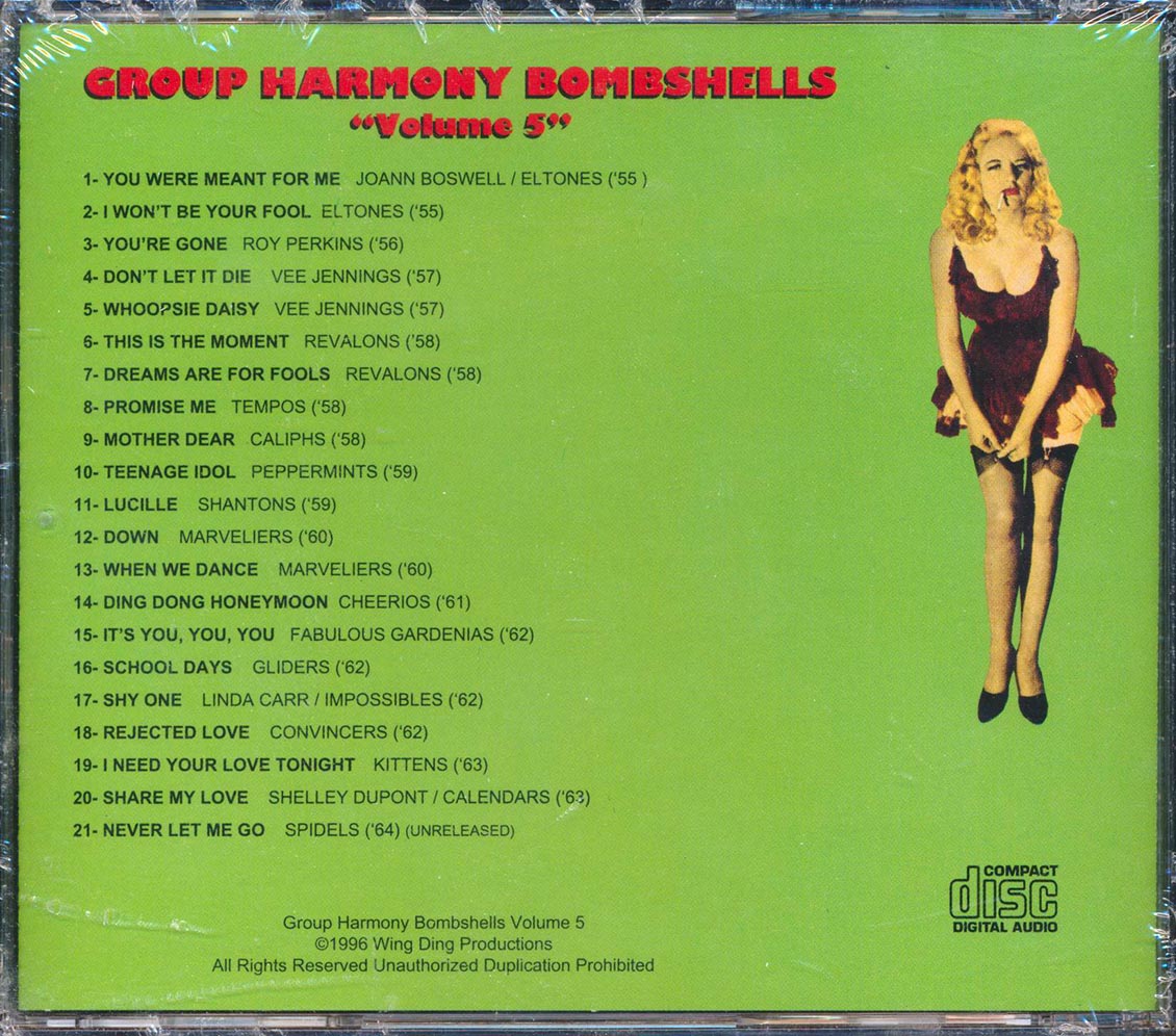 The El Tones, Tempos, The Gliders, Etc. - Group Harmony Bombshells Volume 5 (24 tracks) [New CD]