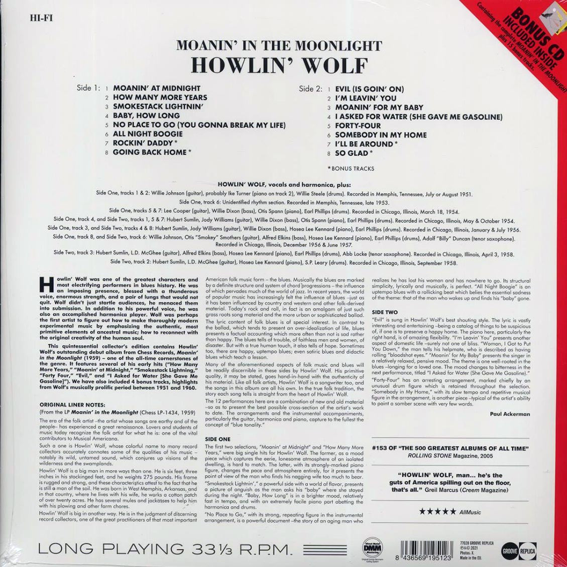 Howlin' Wolf - Moanin' In The Moonlight (+15 bonus tracks) (incl. CD) [New Vinyl LP]